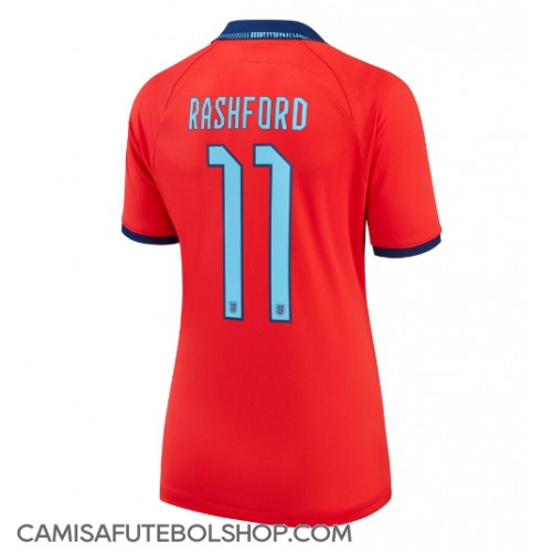 Camisa de time de futebol Inglaterra Marcus Rashford #11 Replicas 2º Equipamento Feminina Mundo 2022 Manga Curta